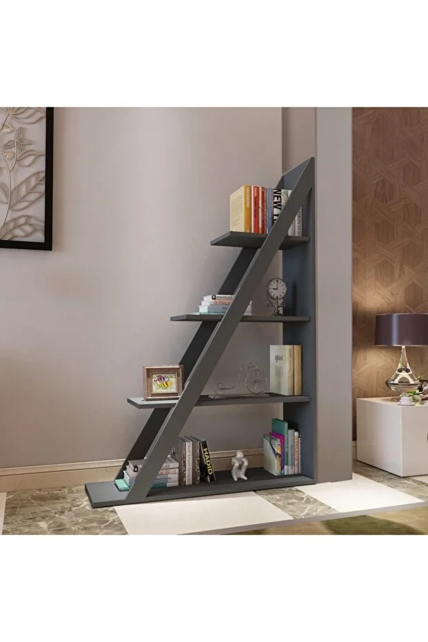 Arven 4 Raflı Kitaplık – Modern Tasarım, Antrasit-Beyaz Renkli Raf Ünitesi